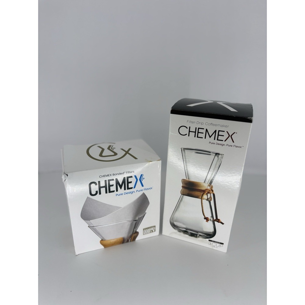 Chemex 3-Cup Classic Series Glass Coffeemaker (CM-1C) With 100 Filters